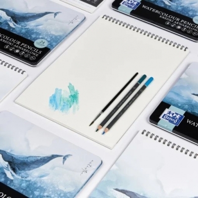 Bloc desen Oxford Watercolour, A4 10 file, hartie 300g/mp, FSC, spira dubla, colectia Artistic